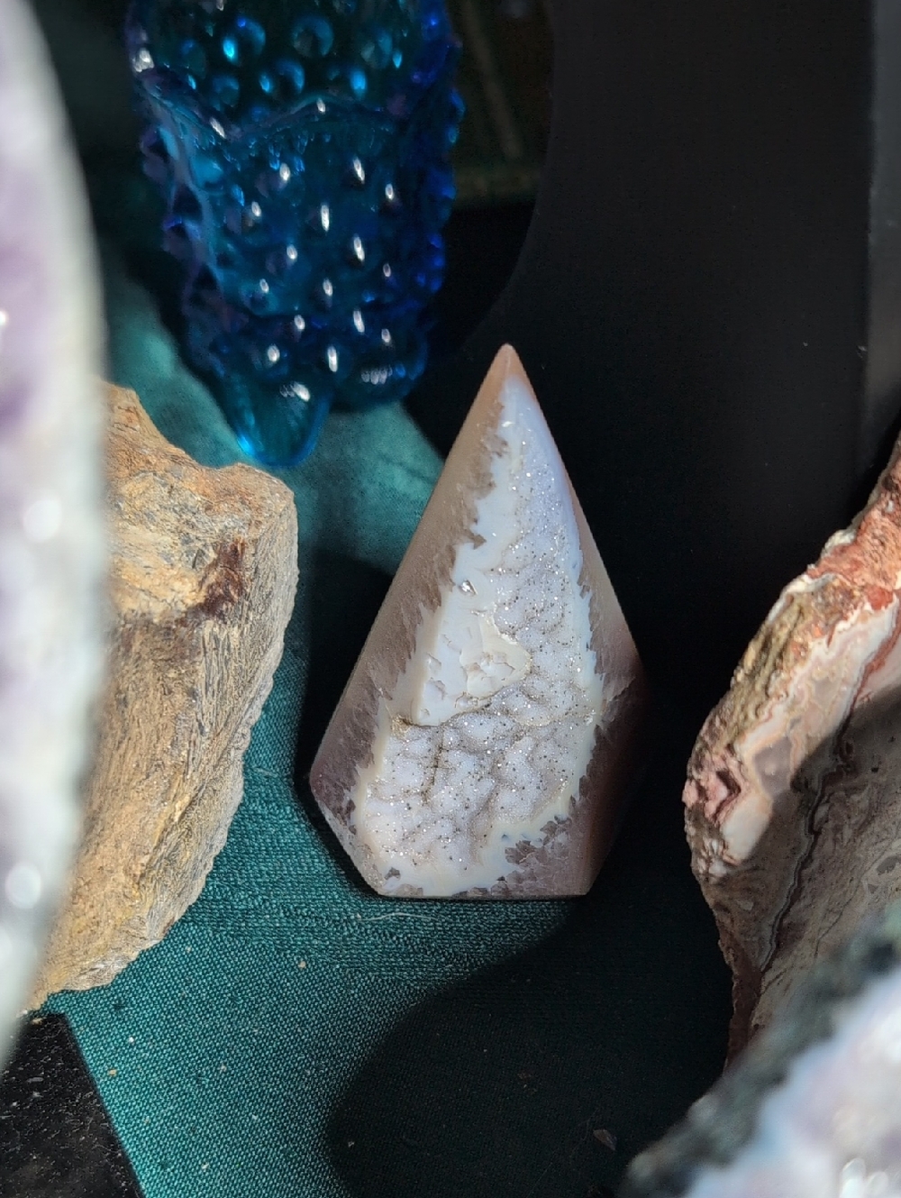 Orange Frost Grape Agate "Gnome Hole" Pyramid